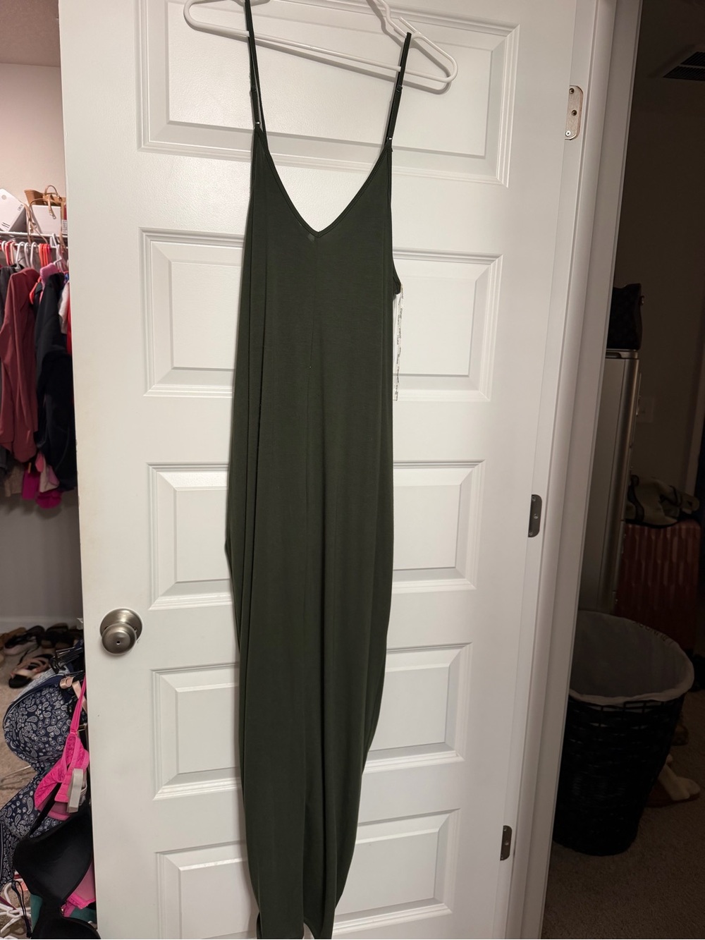 Women’s Olive Green V-Neck Slip Dress
